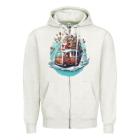 Oatmeal Heather happy santa Zipper Hoodie - Unal Design