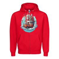Red happy santa Zipper Hoodie - Unal Design