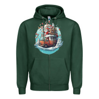 Sports Green happy santa Zipper Hoodie - Unal Design
