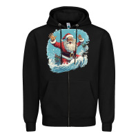Black happy santa Zipper Hoodie - Unal Design