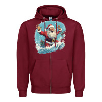 Burgundy happy santa Zipper Hoodie - Unal Design