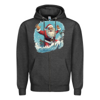 Charcoal Heather happy santa Zipper Hoodie - Unal Design