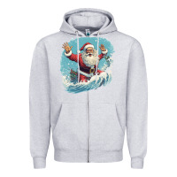 Heather Grey happy santa Zipper Hoodie - Unal Design