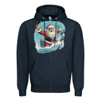 Navy happy santa Zipper Hoodie - Unal Design