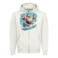 Oatmeal Heather happy santa Zipper Hoodie - Unal Design