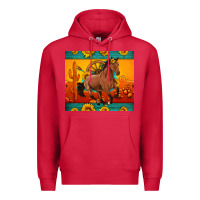 Cardinal western sunset galloping horse sunflower Premium Hoodie - Artiststas