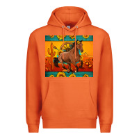 Carrot western sunset galloping horse sunflower Premium Hoodie - Artiststas