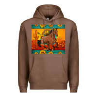 Chestnut western sunset galloping horse sunflower Premium Hoodie - Artiststas