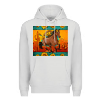 Dove Grey western sunset galloping horse sunflower Premium Hoodie - Artiststas