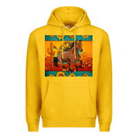 Lemon western sunset galloping horse sunflower Premium Hoodie - Artiststas