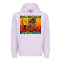 Lilac western sunset galloping horse sunflower Premium Hoodie - Artiststas