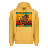 Mustard western sunset galloping horse sunflower Premium Hoodie - Artiststas