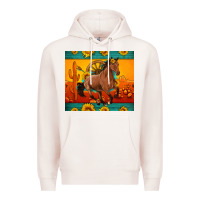 Pale Pink western sunset galloping horse sunflower Premium Hoodie - Artiststas