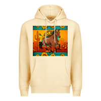 Pina Colada western sunset galloping horse sunflower Premium Hoodie - Artiststas