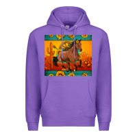 Purple western sunset galloping horse sunflower Premium Hoodie - Artiststas