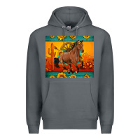 Rock western sunset galloping horse sunflower Premium Hoodie - Artiststas