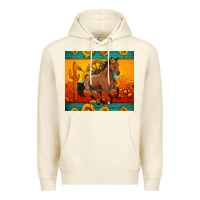 Sandshell western sunset galloping horse sunflower Premium Hoodie - Artiststas