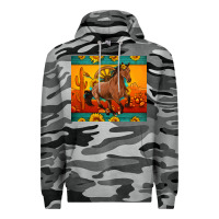 Slate Camo western sunset galloping horse sunflower Premium Hoodie - Artiststas