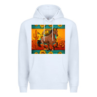White western sunset galloping horse sunflower Premium Hoodie - Artiststas