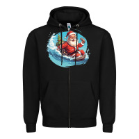 Black surf happy santa Zipper Hoodie - Unal Design