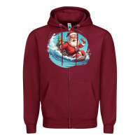 Burgundy surf happy santa Zipper Hoodie - Unal Design