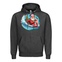 Charcoal Heather surf happy santa Zipper Hoodie - Unal Design