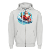 Dove Grey surf happy santa Zipper Hoodie - Unal Design
