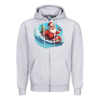 Heather Grey surf happy santa Zipper Hoodie - Unal Design
