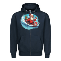 Navy surf happy santa Zipper Hoodie - Unal Design