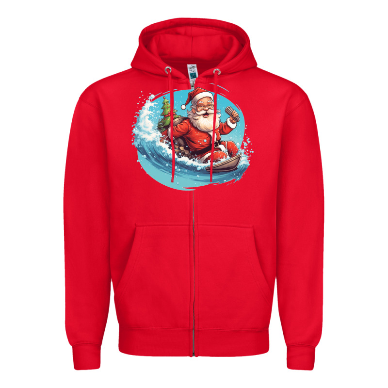 Surf Happy Santa Zipper Hoodie by Unal Design | Teevron
