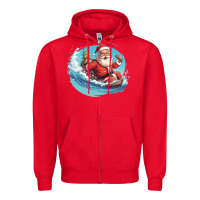 Red surf happy santa Zipper Hoodie - Unal Design
