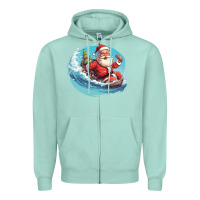 Seafoam surf happy santa Zipper Hoodie - Unal Design