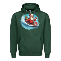 Sports Green surf happy santa Zipper Hoodie - Unal Design