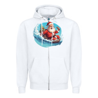 White surf happy santa Zipper Hoodie - Unal Design