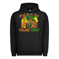 Pigment Black dead inside but feeling lucky Urban Hoodie - NancyCooperArtShop
