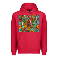 Cardinal sunflowers and cactus horses turquoise aztec leopard background Premium Hoodie - Artiststas