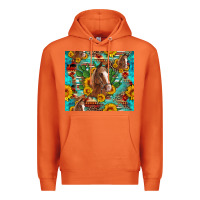 Carrot sunflowers and cactus horses turquoise aztec leopard background Premium Hoodie - Artiststas