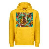 Lemon sunflowers and cactus horses turquoise aztec leopard background Premium Hoodie - Artiststas