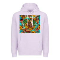 Lilac sunflowers and cactus horses turquoise aztec leopard background Premium Hoodie - Artiststas