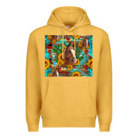 Mustard sunflowers and cactus horses turquoise aztec leopard background Premium Hoodie - Artiststas