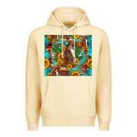 Pina Colada sunflowers and cactus horses turquoise aztec leopard background Premium Hoodie - Artiststas