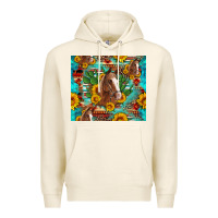 Tofu sunflowers and cactus horses turquoise aztec leopard background Premium Hoodie - Artiststas