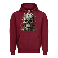 Burgundy bad money Zipper Hoodie - Unal Design