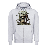Heather Grey bad money Zipper Hoodie - Unal Design
