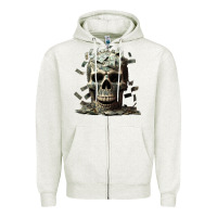Oatmeal Heather bad money Zipper Hoodie - Unal Design
