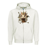 Oatmeal Heather bad rabbit Zipper Hoodie - Unal Design