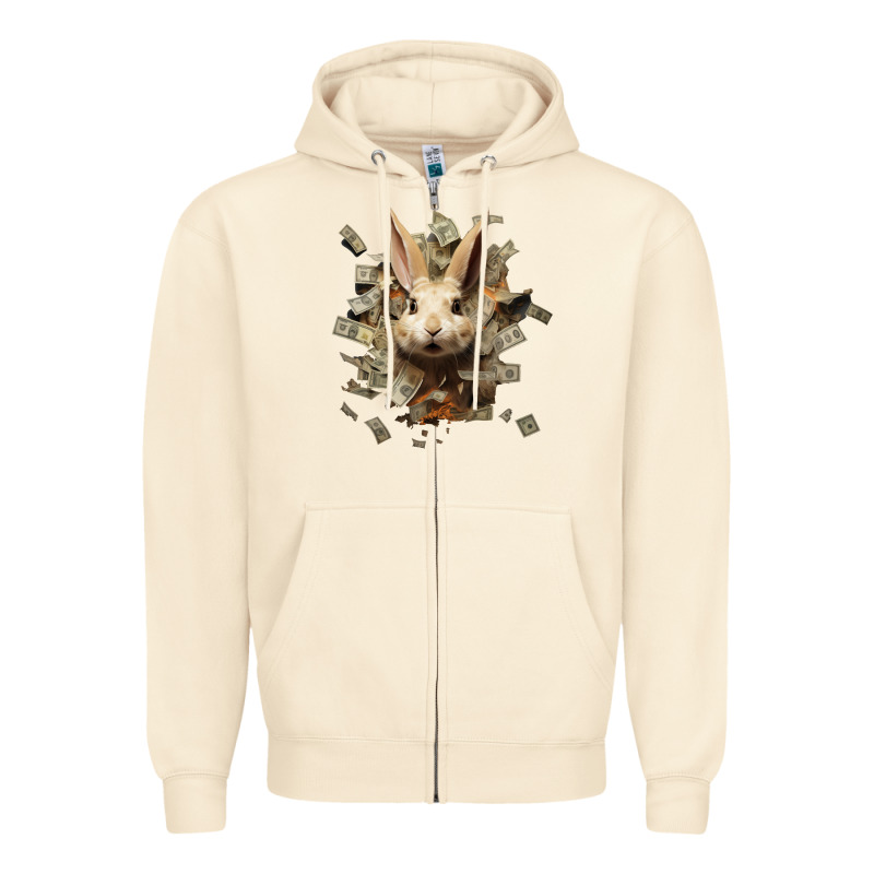 Bad Rabbit Zipper Hoodie by Unal Design | Teevron