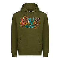 Army Green love horses  leather turquoise leopard Premium Hoodie - Artiststas