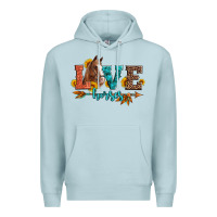 Blue Mist love horses  leather turquoise leopard Premium Hoodie - Artiststas