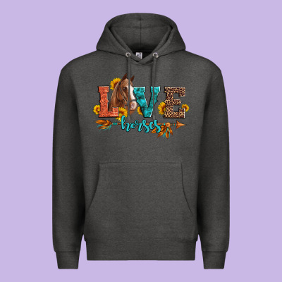 Love Horses  Leather Turquoise Leopard Premium Hoodie Designed By Artiststas